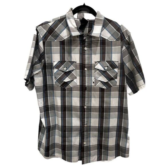 The North Face Other - NorthFace Gray Black White Plaid Button Short Sleeve Shirt Size Mens Large